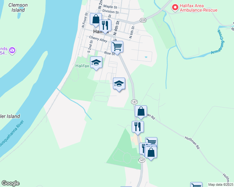 map of restaurants, bars, coffee shops, grocery stores, and more near 3940 Peters Mountain Road in Halifax