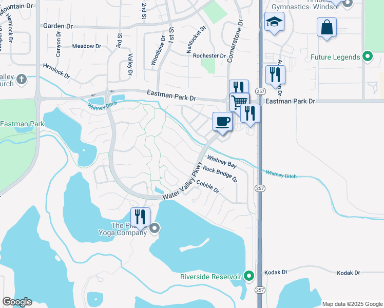 map of restaurants, bars, coffee shops, grocery stores, and more near 112 Whitney Court in Windsor
