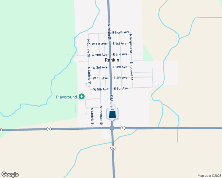 map of restaurants, bars, coffee shops, grocery stores, and more near 300 South Main Street in Rankin