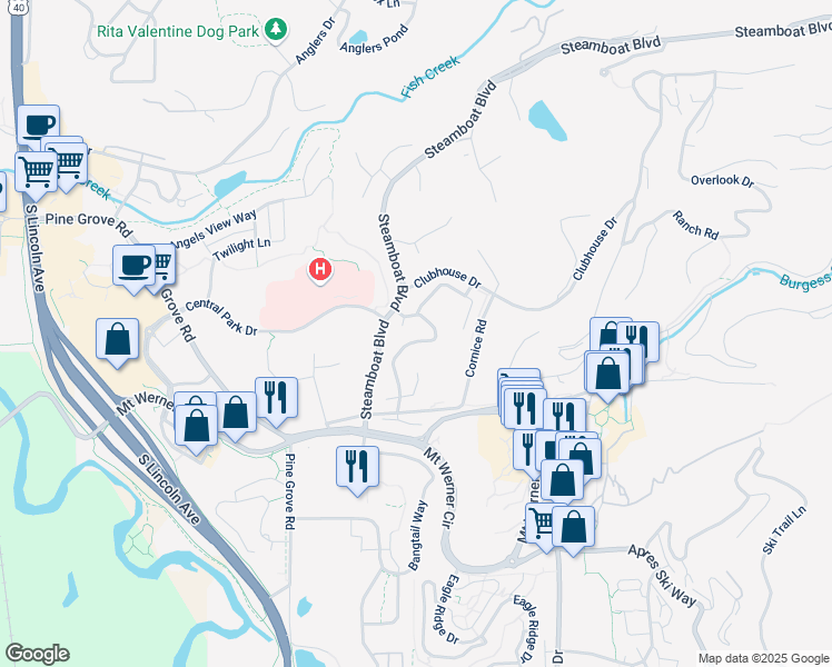 map of restaurants, bars, coffee shops, grocery stores, and more near 1998 Indian Summer Drive in Steamboat Springs