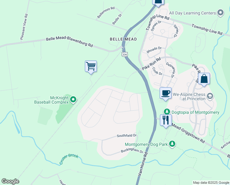 map of restaurants, bars, coffee shops, grocery stores, and more near 9 Windsor Road in Montgomery