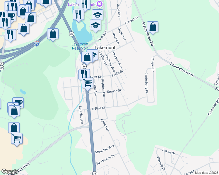 map of restaurants, bars, coffee shops, grocery stores, and more near 419 Wharton Avenue in Altoona