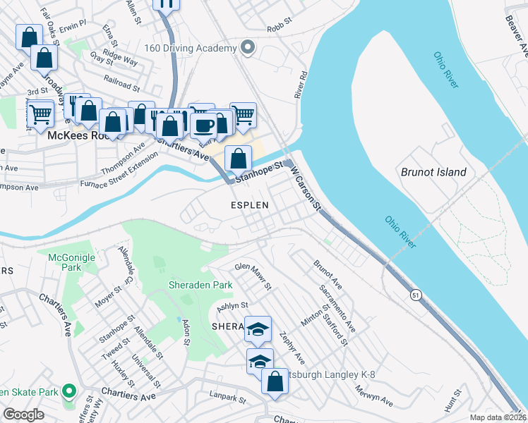 map of restaurants, bars, coffee shops, grocery stores, and more near 215 Radcliffe Street in Pittsburgh