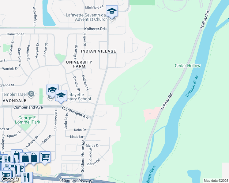 map of restaurants, bars, coffee shops, grocery stores, and more near in Tippecanoe County