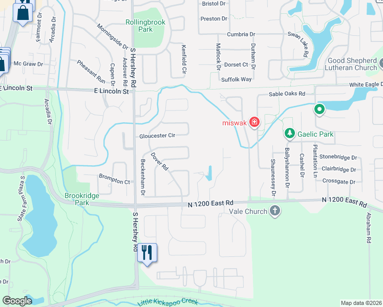 map of restaurants, bars, coffee shops, grocery stores, and more near 26 Chiswick Circle in Bloomington