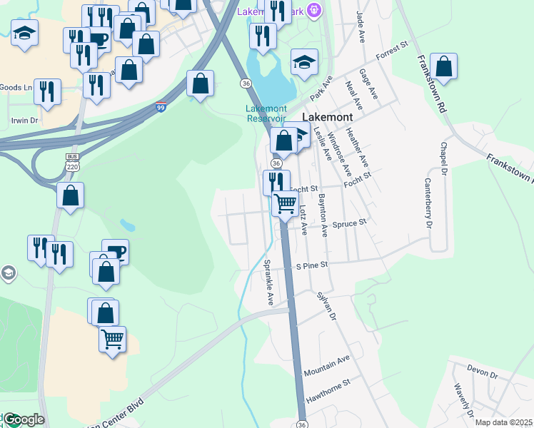 map of restaurants, bars, coffee shops, grocery stores, and more near 338R S Logan Blvd in Altoona