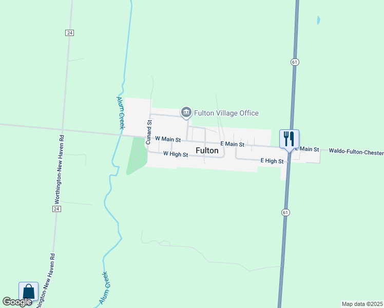 map of restaurants, bars, coffee shops, grocery stores, and more near 308 W High St in Fulton