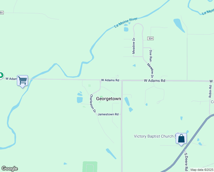 map of restaurants, bars, coffee shops, grocery stores, and more near 50 Carriage Hill in Macomb