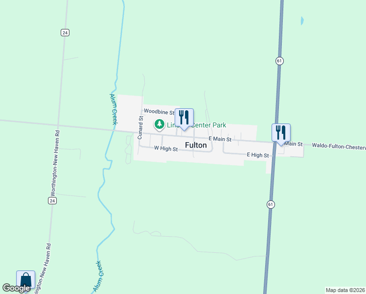 map of restaurants, bars, coffee shops, grocery stores, and more near 308 West High Street in Fulton