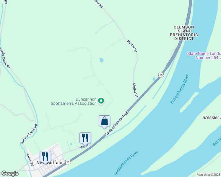 map of restaurants, bars, coffee shops, grocery stores, and more near 26 Pine Tree Drive in Duncannon