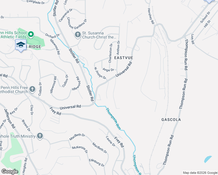 map of restaurants, bars, coffee shops, grocery stores, and more near 118 South Joslyn Drive in Pittsburgh
