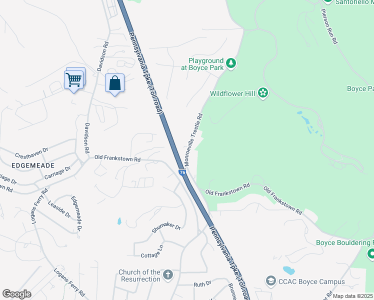 map of restaurants, bars, coffee shops, grocery stores, and more near 663 Monroeville Trestle Road in Plum