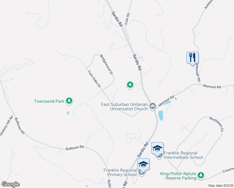 map of restaurants, bars, coffee shops, grocery stores, and more near 4437 Twin Oaks Drive in Murrysville