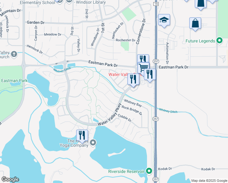 map of restaurants, bars, coffee shops, grocery stores, and more near 112 Whitney Court in Windsor