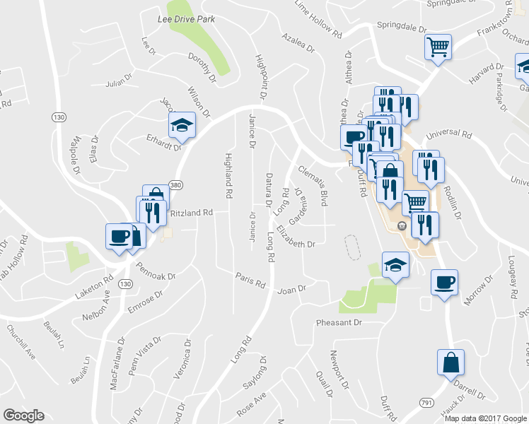 map of restaurants, bars, coffee shops, grocery stores, and more near 260 Datura Dr in Pittsburgh