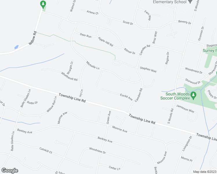 map of restaurants, bars, coffee shops, grocery stores, and more near 14 Euclid Avenue in Hillsborough Township