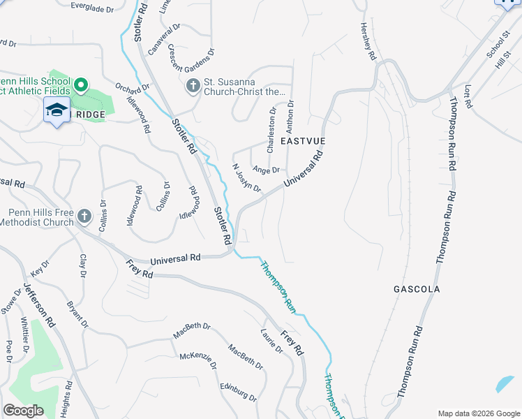 map of restaurants, bars, coffee shops, grocery stores, and more near 118 South Joslyn Drive in Pittsburgh