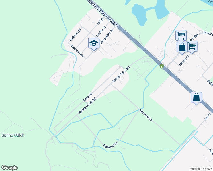 map of restaurants, bars, coffee shops, grocery stores, and more near 19510 Spring Gulch Rd in Anderson