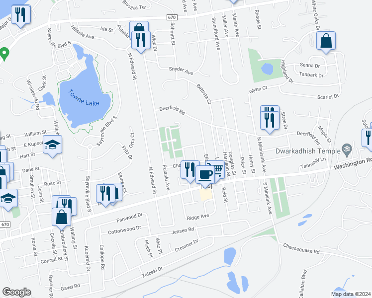 map of restaurants, bars, coffee shops, grocery stores, and more near 44 Outlook Avenue in Sayreville