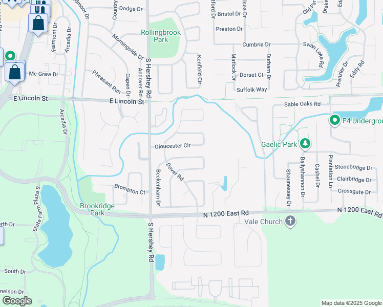 map of restaurants, bars, coffee shops, grocery stores, and more near 16 Chiswick Circle in Bloomington