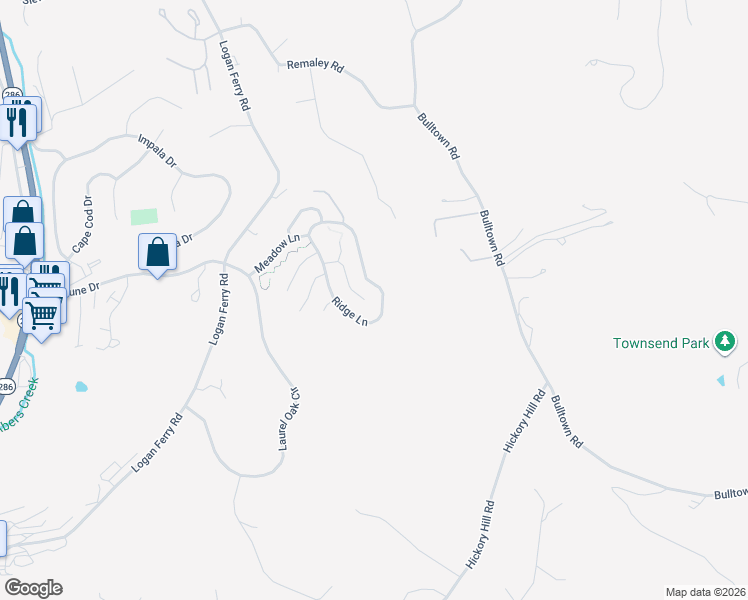 map of restaurants, bars, coffee shops, grocery stores, and more near 832 Clover Lane in Murrysville