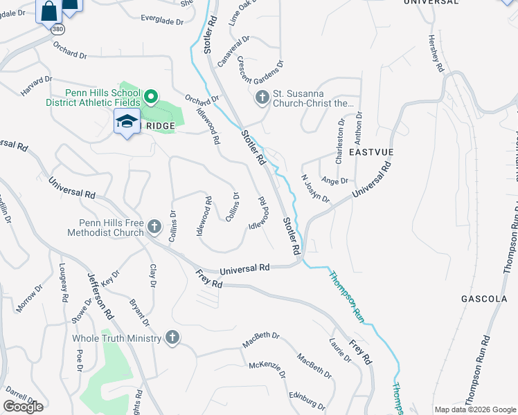 map of restaurants, bars, coffee shops, grocery stores, and more near 361 Idlewood Road in Pittsburgh
