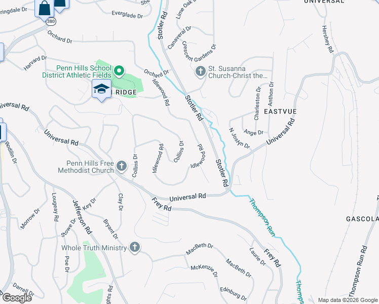 map of restaurants, bars, coffee shops, grocery stores, and more near 361 Idlewood Road in Pittsburgh