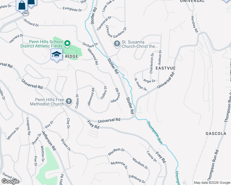map of restaurants, bars, coffee shops, grocery stores, and more near 361 Idlewood Road in Pittsburgh