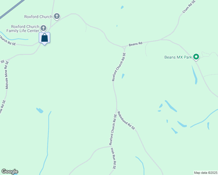 map of restaurants, bars, coffee shops, grocery stores, and more near 1442 Roxford Church Road Southeast in Dennison