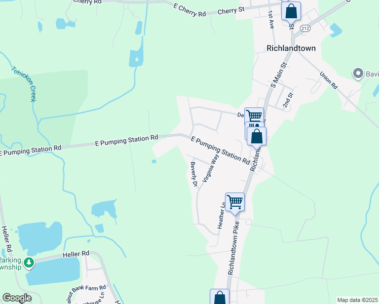 map of restaurants, bars, coffee shops, grocery stores, and more near 1230 Theresa Drive in Quakertown
