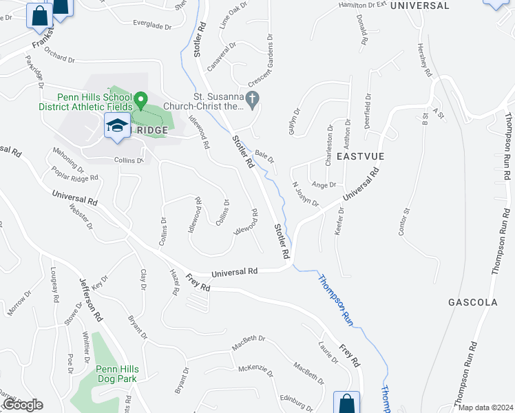 map of restaurants, bars, coffee shops, grocery stores, and more near 428 Idlewood Road in Pittsburgh