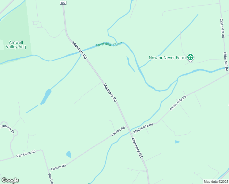 map of restaurants, bars, coffee shops, grocery stores, and more near 90 Manners Road in East Amwell Township