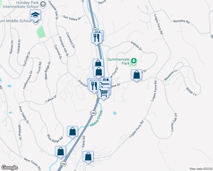 map of restaurants, bars, coffee shops, grocery stores, and more near 80 Sandune Drive in Pittsburgh