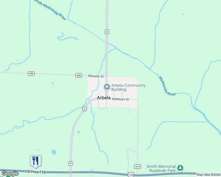 map of restaurants, bars, coffee shops, grocery stores, and more near 9th Street in Arbela