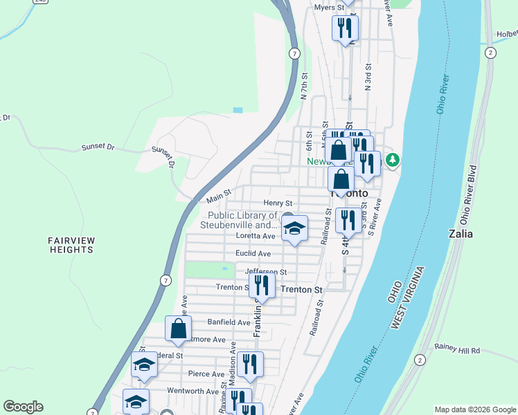 map of restaurants, bars, coffee shops, grocery stores, and more near 636 Henry Street in Toronto