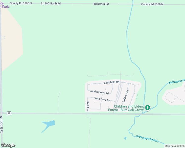 map of restaurants, bars, coffee shops, grocery stores, and more near 5014 Longfield Road in Bloomington