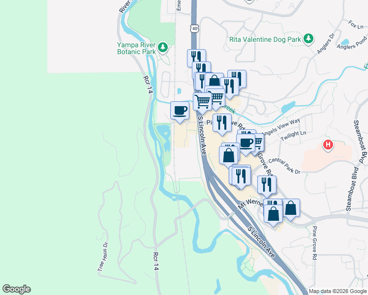 map of restaurants, bars, coffee shops, grocery stores, and more near 1698 Mid Valley Drive in Steamboat Springs