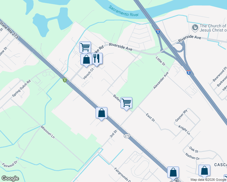 map of restaurants, bars, coffee shops, grocery stores, and more near 6039 Bellevue Lane in Anderson