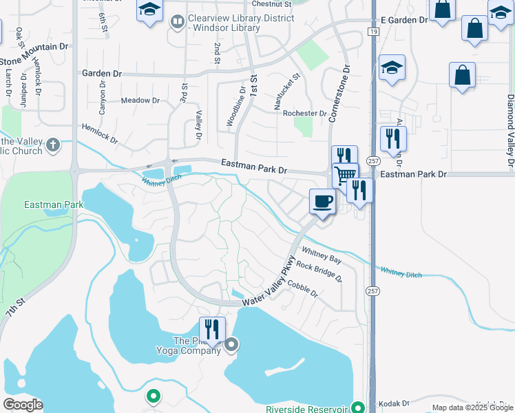 map of restaurants, bars, coffee shops, grocery stores, and more near 130 Whitney Court in Windsor