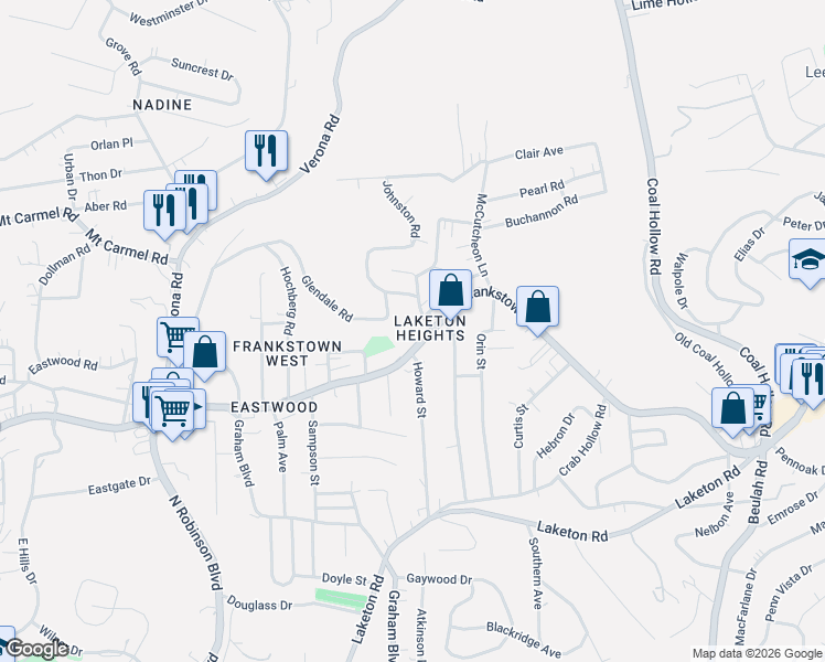 map of restaurants, bars, coffee shops, grocery stores, and more near 9822 Glendale Road in Pittsburgh