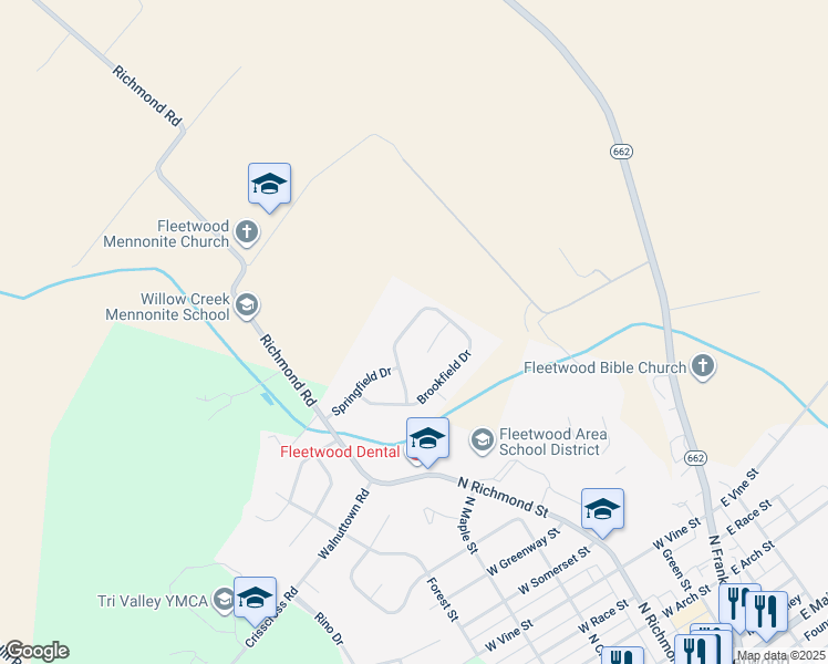 map of restaurants, bars, coffee shops, grocery stores, and more near 41 Brookfield Drive in Fleetwood