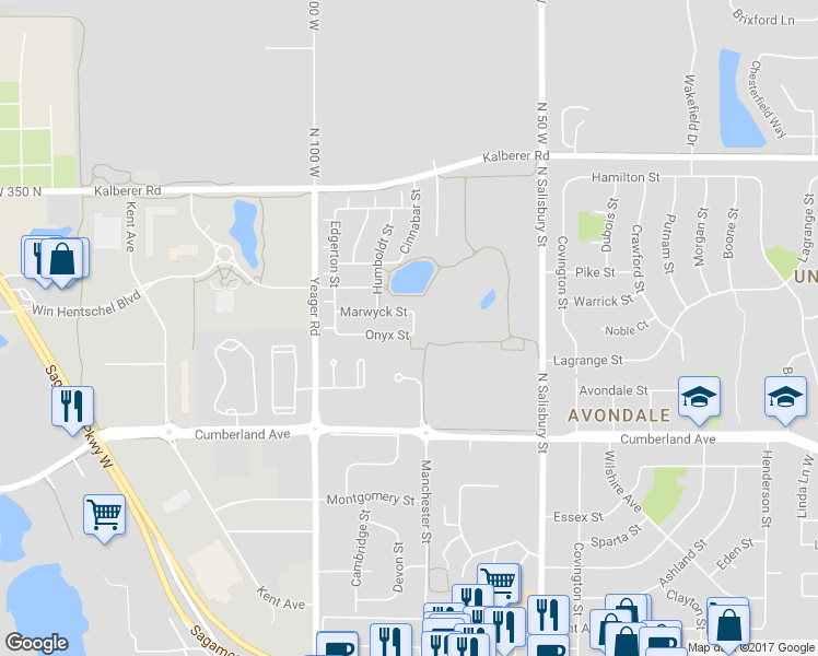 map of restaurants, bars, coffee shops, grocery stores, and more near 962 Onyx Street in West Lafayette