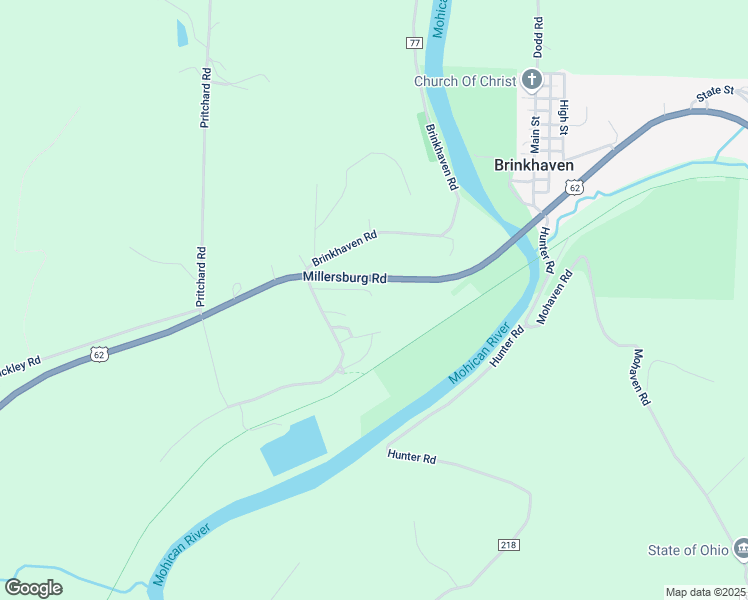 map of restaurants, bars, coffee shops, grocery stores, and more near 16418 Millersburg Road in Danville
