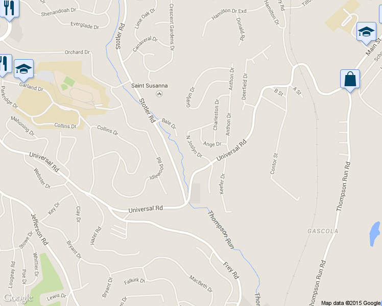 map of restaurants, bars, coffee shops, grocery stores, and more near 70 North Joslyn Drive in Pittsburgh