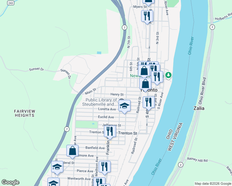 map of restaurants, bars, coffee shops, grocery stores, and more near 624 Henry Street in Toronto
