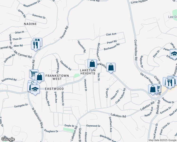 map of restaurants, bars, coffee shops, grocery stores, and more near 9929 Frankstown Road in Pittsburgh