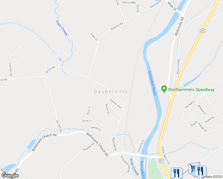 map of restaurants, bars, coffee shops, grocery stores, and more near 1149 Railroad Road in Leesport