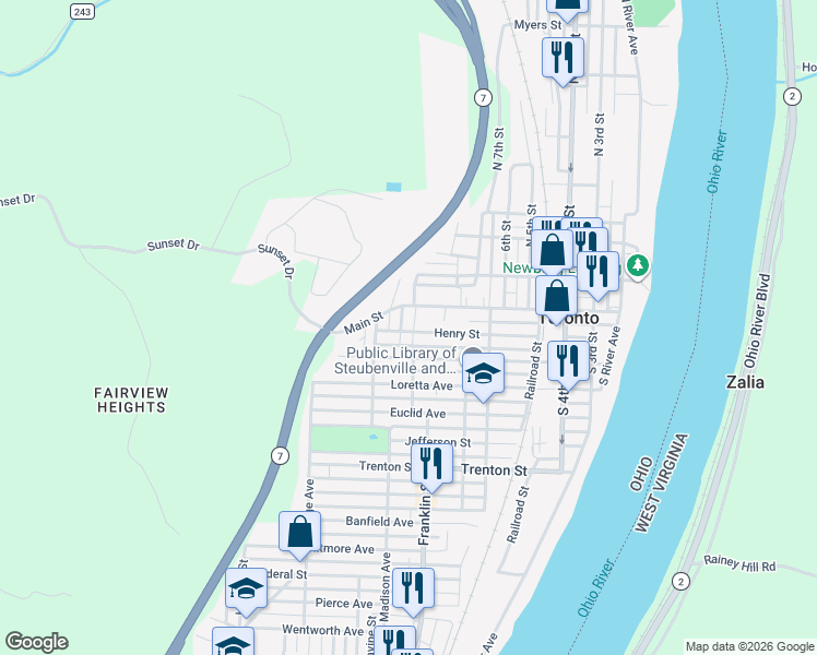 map of restaurants, bars, coffee shops, grocery stores, and more near 636 Henry Street in Toronto