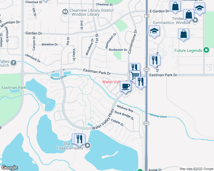 map of restaurants, bars, coffee shops, grocery stores, and more near 1376 Sunset Bay Drive in Windsor