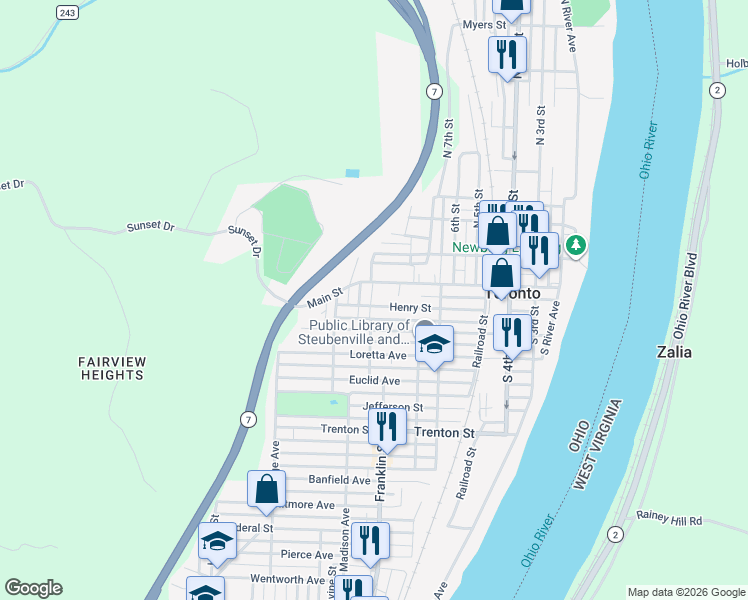 map of restaurants, bars, coffee shops, grocery stores, and more near 636 Henry Street in Toronto